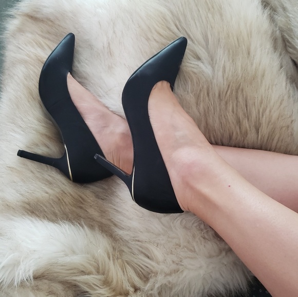 Ralph Lauren Sarina black satin heels - Picture 3 of 8